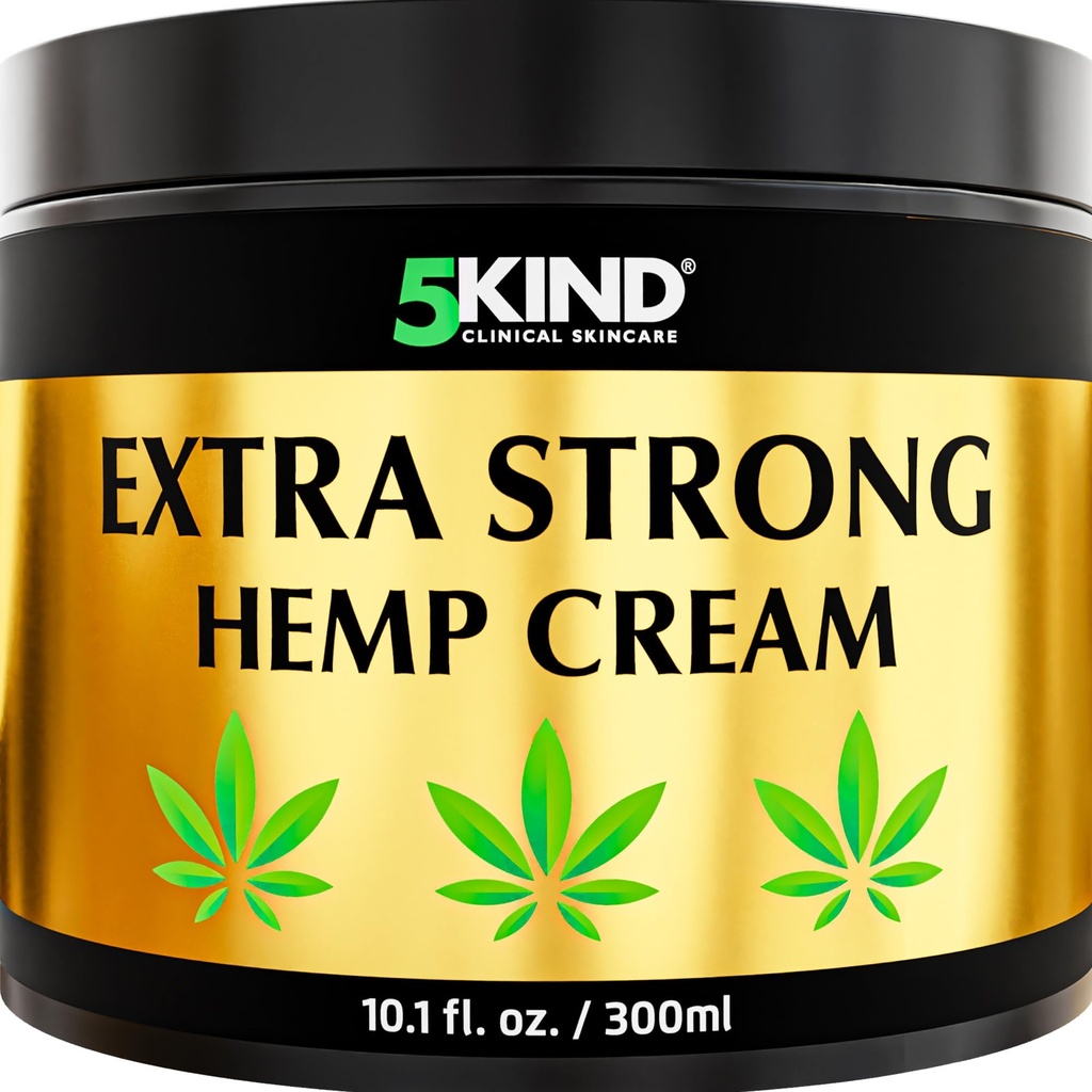 5kind Ekstra Güçlü Hemp Cream 10.1 fl oz - maksimum Güçlü - Doğal Soothing Ortak Krem - Aşağı Geri, Ortaklar, Grafikler, Dizler ve Omuzlar için Kas Rub