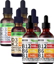 NUSAVA Vitamin B12 Liquid Drops Sche, Strawberry Flavored D3 K2, & Vanilla Flavored D3 K2 - Kalp, Enerji, Beyin ve Immune Desteği için Potent Sıvı Vitaminler - Gluten-Free, 2pk Her Gluten-Free, 2pk