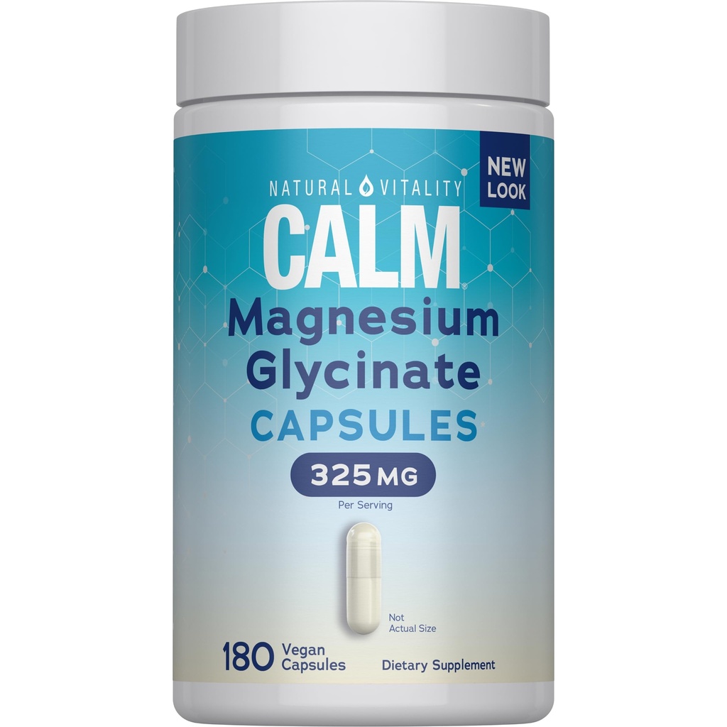 Natural Vitality Calm, Magnesium Glycinate Supports Bone, Muscle, Heart, & Nerve Health, Non-GMO, Vegan, Gluten Free 180ct