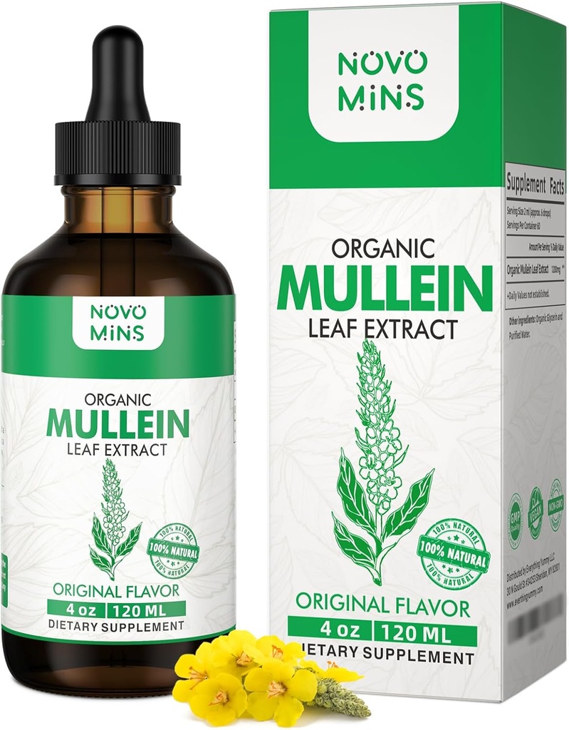 Mullein Leaf Tincture - Lung Cleanse - Vegan Lung Detox - Respiratory Health and Immune Support Drops - Natural Supplement Sıvı 4 fl.oz. Chlorophyll