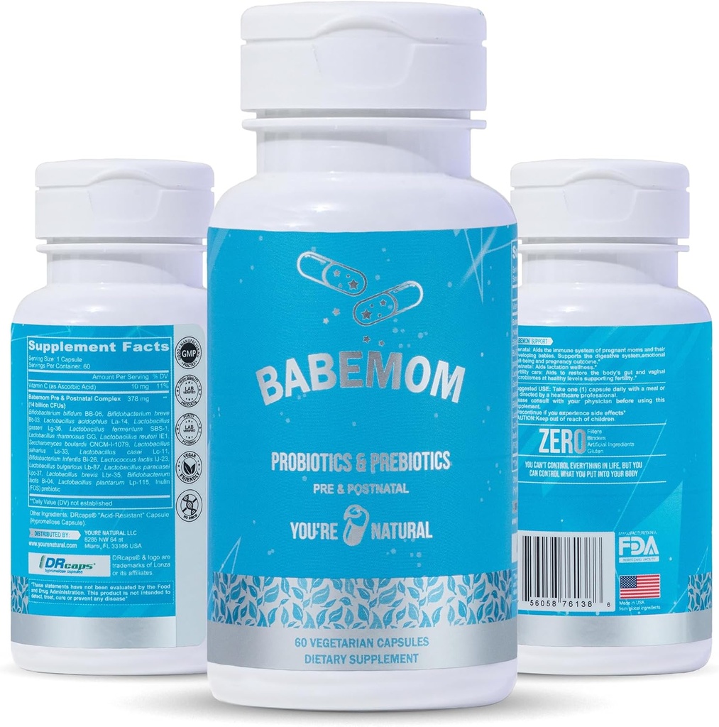 You'RE NATURAL Pre & Postnatal Probiyotik & Prebiyotik Vitamin for Women and Baby | 60-Day Supply