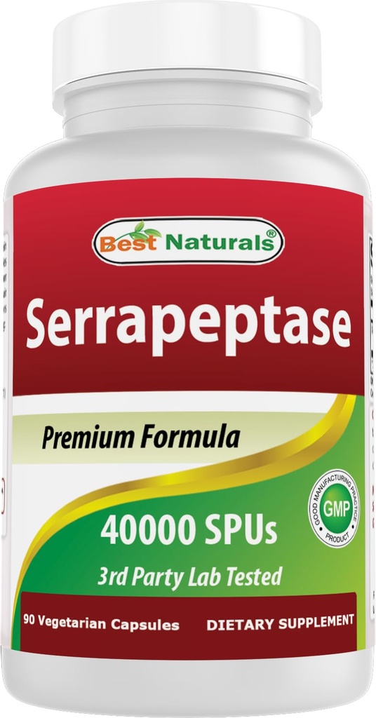 En İyi Doğallar Serrapeptase 40000 SPUs 90 Vcaps (90 Kont (4000 of 1))