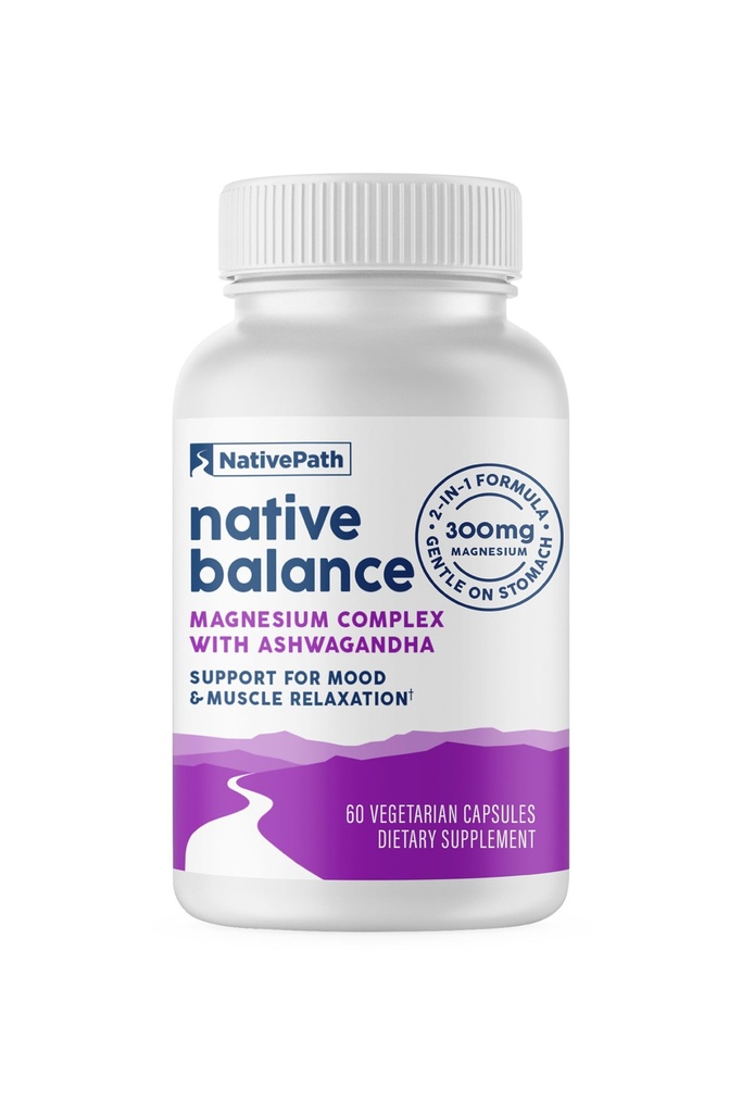 YerliPath Yerli Denge Magnezyum Tamamı Ashwagandha ile - Yüksek Abhidrasyon Aquamin Ocean-Kaynak Formula - 60 Capsules