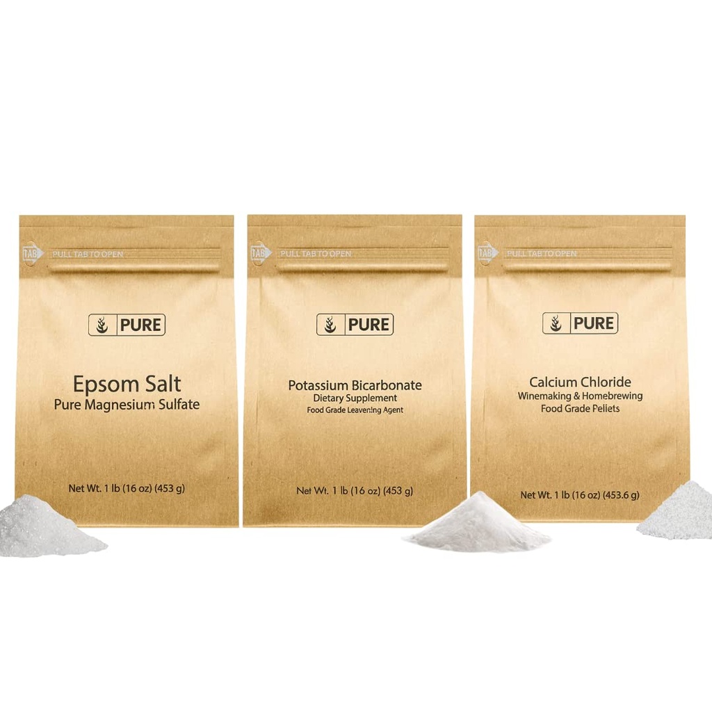 Saf Orijinal Malzemeler Pyumal Bikarbonat, Kalsiyum Klorid, & Epzo Salt Sche, (1lb) Gıda Güvenli, Temizlik ve Yemek Pişirme