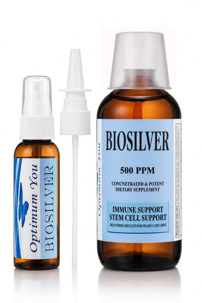 BIOSILVER | Colloidal Silver Liquid | 500 ppm, Ekstra Kuvvet, 8 oz with Sprey Şişe | Immune & Stem Hücre Desteği | Yara Bakımı ve Üstün İyileştirme