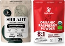 Orman Tozları Superfood Sche: 5oz Raw Shilajit & 5oz Organik Raspberry Toz Combo - Erkeklerin Enerji Desteği, Immune Boost, USDA sertifikalı Freeze-Dried Red Raspberries for Baking, Smoothies
