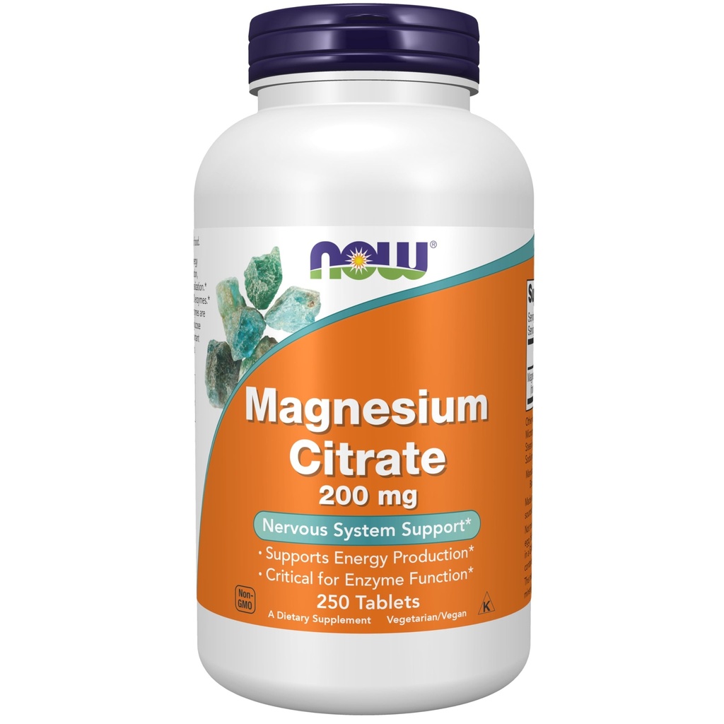 ŞİMDİ Tamamlar, Magnezyum Citrate 200 mg, Enzyme Fonksiyonlu*, Nervous System Support*, 250 Count (Pack of 1)