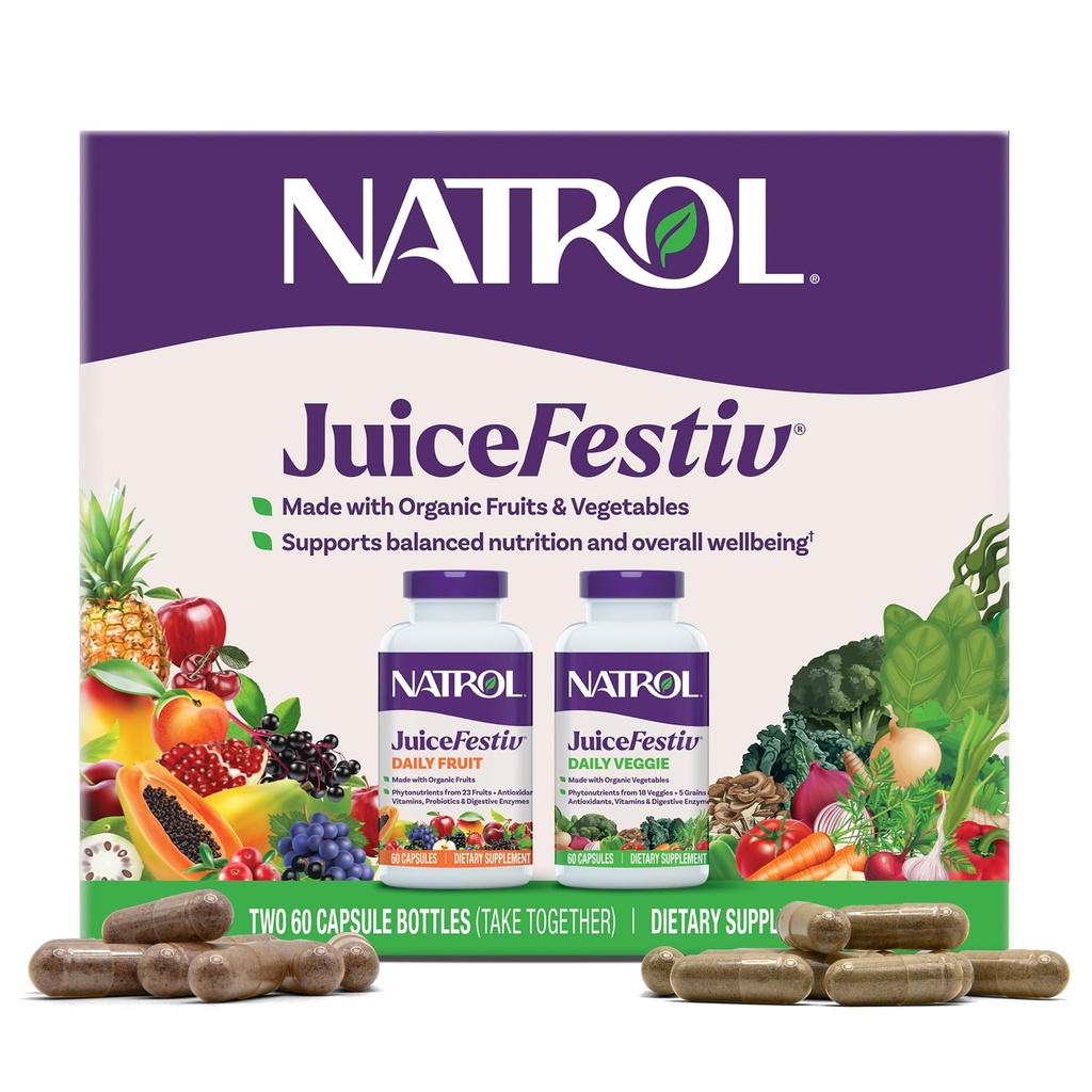 Natrol JuiceFestiv, Vitaminler ve Beslenme & Well-Being, Antioksis for Cellular Health, 60 Capsules (2-Count), 30 Day Supply'a kadar