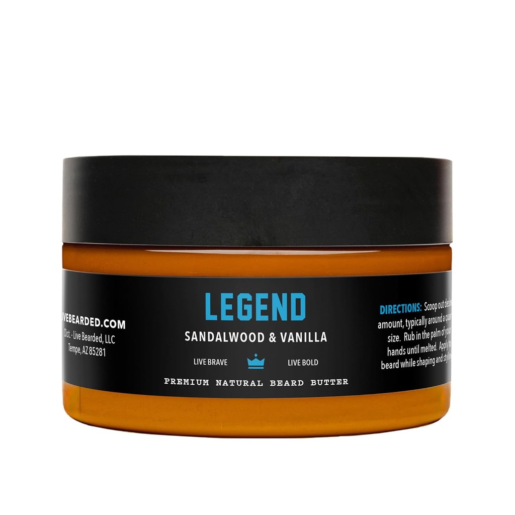 Live Bearded Beard Butter, 3 fl oz - ABD'de yapıldı - Shea | Legend Scent - Sandalwood, Vanilla