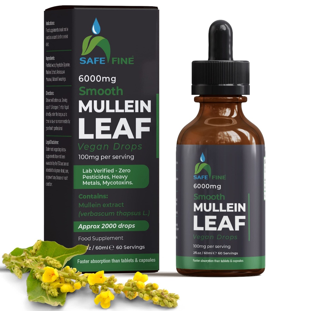 Organik Mullein Tincture Drops for Respiratory Health - Natural Lung Support, Alkol Özgür, Vegan, Non-GMO, Herbal Extract, 2 fl oz (60 ml) Doğal Uyku Yardım ve Immune Destek
