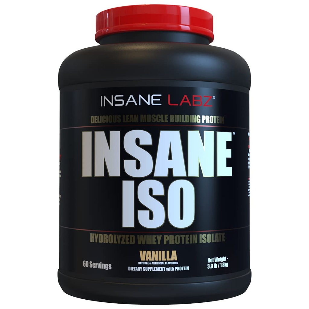 Insane Whey Protein Toz 25g of Hydrolyzed Whey Isolate, 60 Hizmet, Vanilla