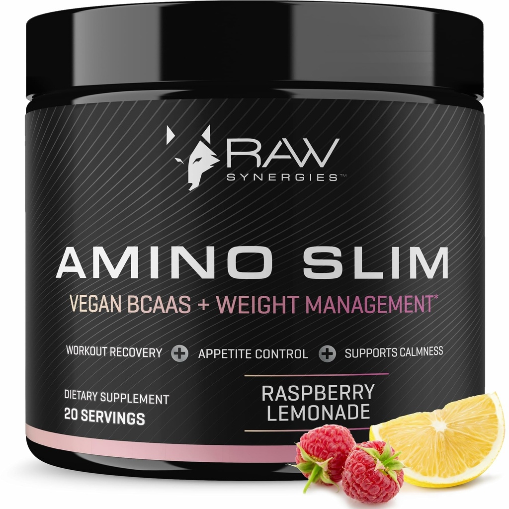 RAW Synergies Platinum Slim - Metabolic & Mindful Yeme Desteği için Aktif Yaşam Tarzı Tamam - Kas & Enerji Desteği - Sugar-Free & Vegan - Raspberry Lemonade - 20 Hizmet