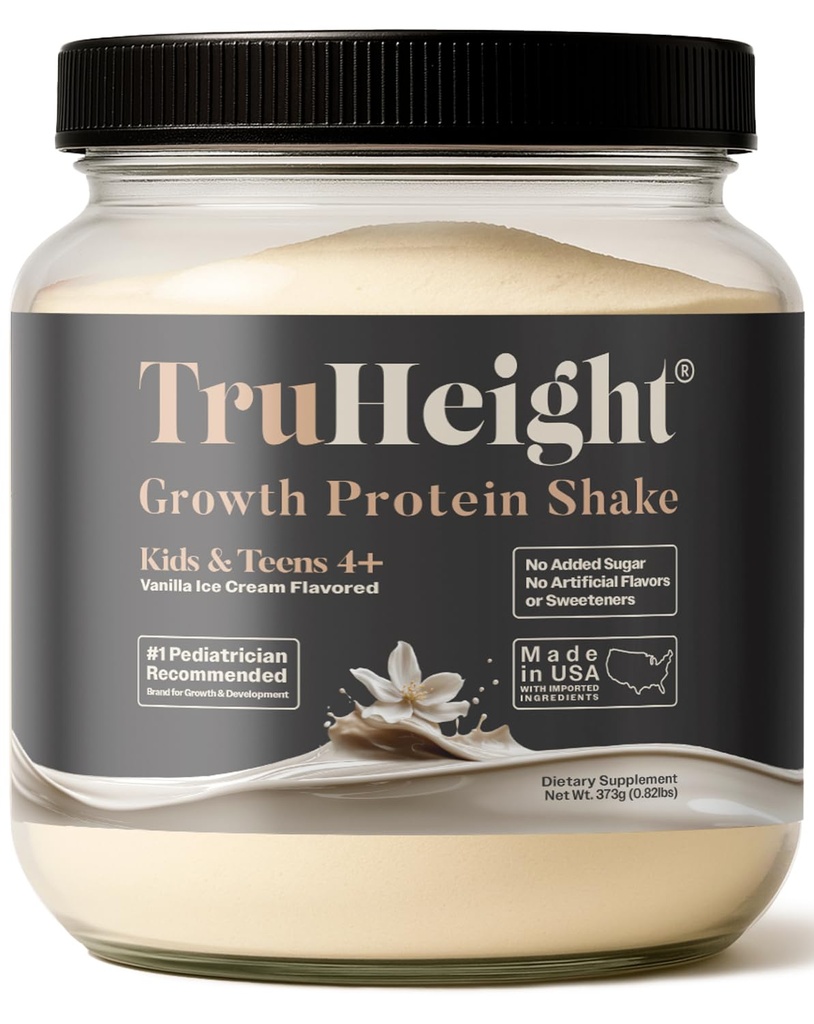 TruHeight Büyüme Protein Shake (Vanilla Ice Cream Flavor, Whey) Çocuklar ve Gençler için Büyüme ve Geliştirme Protein Tozu - Kilo Gelirleri - Pediatrikler tarafından Endorsed, Picky Eater Vitamin, Ages 4+