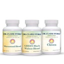 Dr Clark Store Intestine Support & Cleanse Kit - Freeze-Dried Green Black Walnut Hulls, Wormwood ve Cloves- Helps Place Perfect Intestinal Function - Vegetarian Capsules