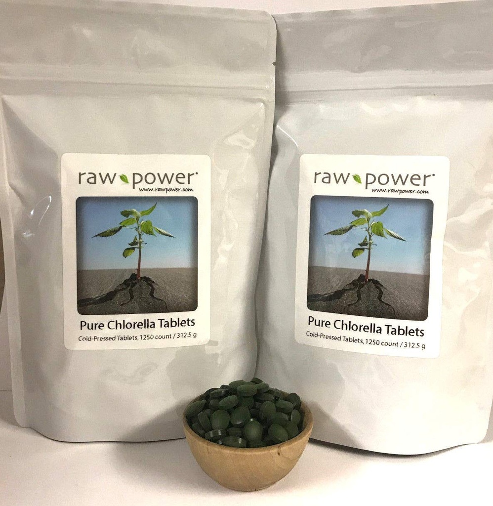 Raw Power Chlorella Tabletleri (2500 Kont, 625g), Cold-Pressed, 100% ham ve Pure, Organiks