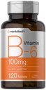 Horbaach Vitamin B6 100 mg | 120 Vejetaryen Tabletler Pyridoksie HCl | Non-GMO & Gluten Ücretsiz Supplement Supplement