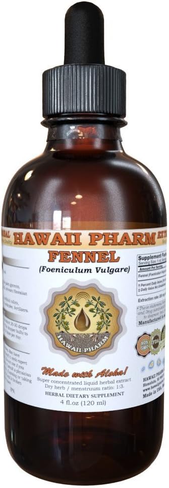 Hawaii Pharm Fennel Sıvı Ekstraksiyon, Fennel (Foeniculum Vulgare) Seed Toz Tincture Supplement 2 oz