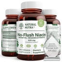 Doğal Nutra No Flush Niacin, Vitamin B3 Tamam, Cardiovascular Sağlığını Geliştirin, Daha İyi Beyin Fonksiyonlarını Geliştirin, Enerji Seviye 525 mg, 100 Capsules