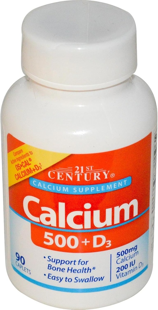 21st Century Food 500 + D3, 5 mcg (200 IU), 90 Tablet