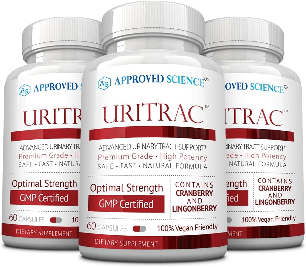 Onaylanmış Bilim® UritracTM - UTI Support - Cranberry, D-Mannose, Lingonberry - Vegan Dostu - Şişe başına 60 Capsules - 3 Paket