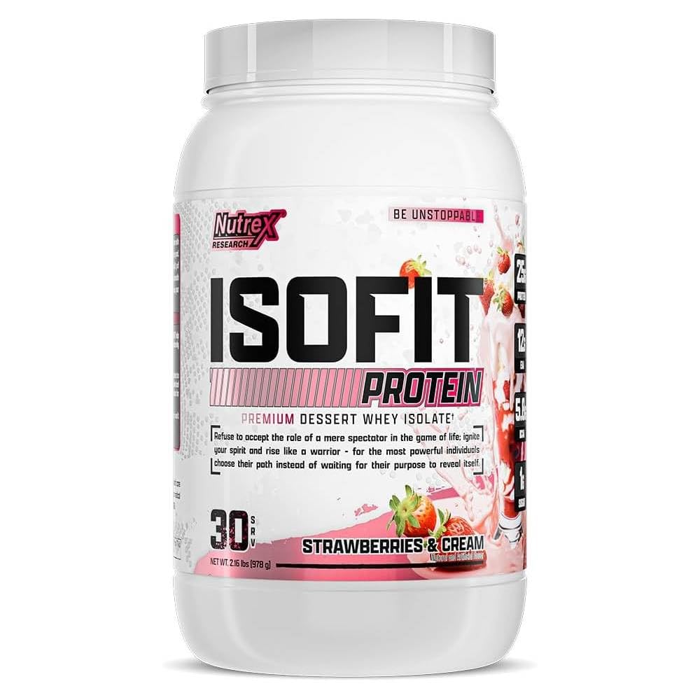 Nutrex Research IsoFit Whey protein Tozu %100 Whey proteini Isolate (30 Hizmetler ( 1), Strawberries & Cream)