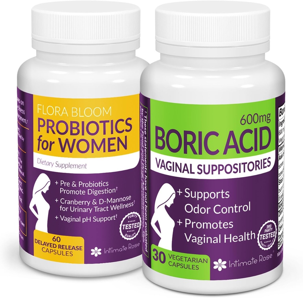 Feminine Wellness Sche'de %10 tasarruf edin – Boric Acid Suppositories & Vaginal Probiyotikler pH Denge & Intimate Care