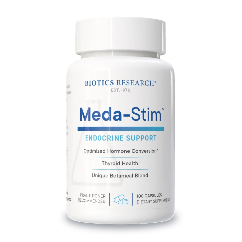 Biotics Research Meda Stim Support Endocrine Function, Baby Gland, Sağlıklı T3, T4, Thyroxine Levels, Metabolic Health, Contains Iodine, Selenium, 100 Capsules