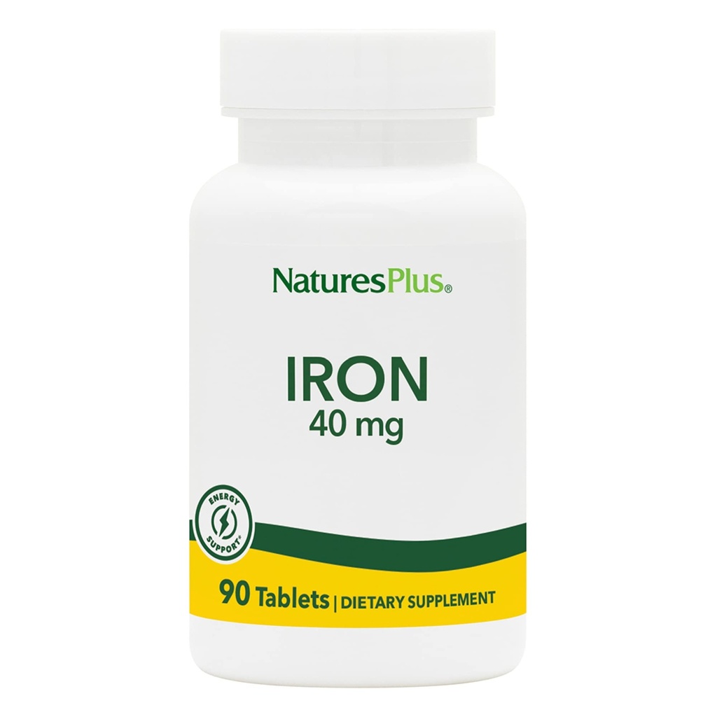 NaturesPlus Iron - 40 mg, 90 Tablet - Vejetaryen, Gluten Free - 45 Hizmetler