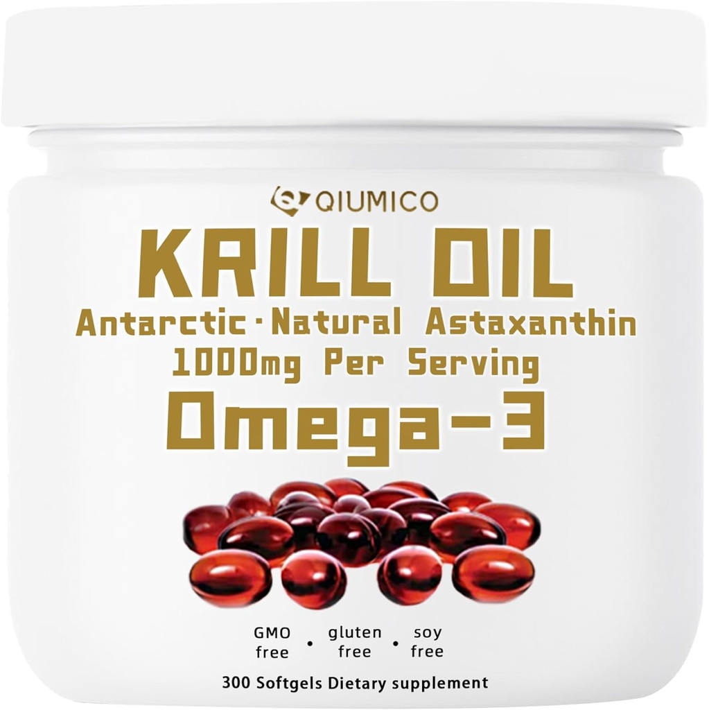 Antarktika Krill Oil Supplement, Omega-3s EPA, DHA & Astaxanthin, 1000 mg Oda, Kalp ve Immunity için Tamam, 300 Soft-Gelin
