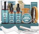 Ayıd Kit,Beard Grooming Kit for Men W/Straight Razor,2 PACK Beard Oil, Wash, Balm, Brush, Comb, Scisors Mens Doğum Günü Noel Hediyeleri Erkek Erkek Erkek Arkadaşı Ayırt Shaving Kit