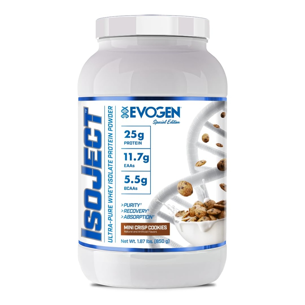 Evogen Isoject - Whey proteini | Ultra-Pure Whey Protein Tozu Ignitor Enzymes, BCAAs ve EAAs | Gelişmiş Aborpsiyon & Recovery | Mini Cri Cookies | 25 Servisler