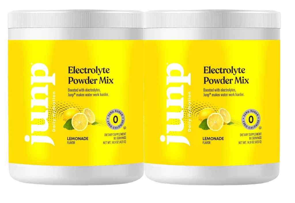 JUNP Electrolytes Powder No Sugar No Carbs – Fresh Squeezed Lemonade Drink Mix - Potassium & Salt Electrolyte Hydration Powder Zero Calorie Sugar Free Electrolyte Powder, Keto Friendly, 180 Servings