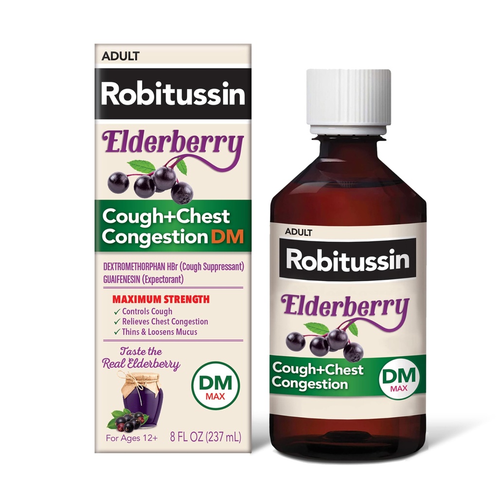Robitussin En Güçlü Yaşlılar Cough Plus Chest Congestion DM, Cough Suppressant Yetişkinler için, Sıvı Cough ve Thor Congestion Relief - 8 Fl Oz Oz Oz