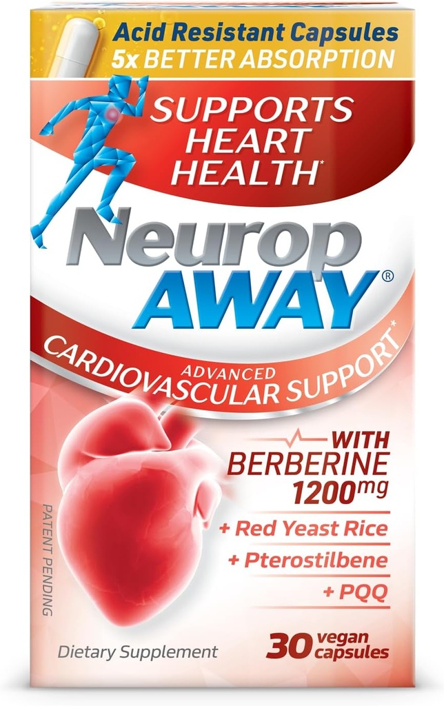 NöropAWAY Cardiovascular Destek 30ct 1200 mg Berberine PQ Red Yeast Rice Pterostilbene