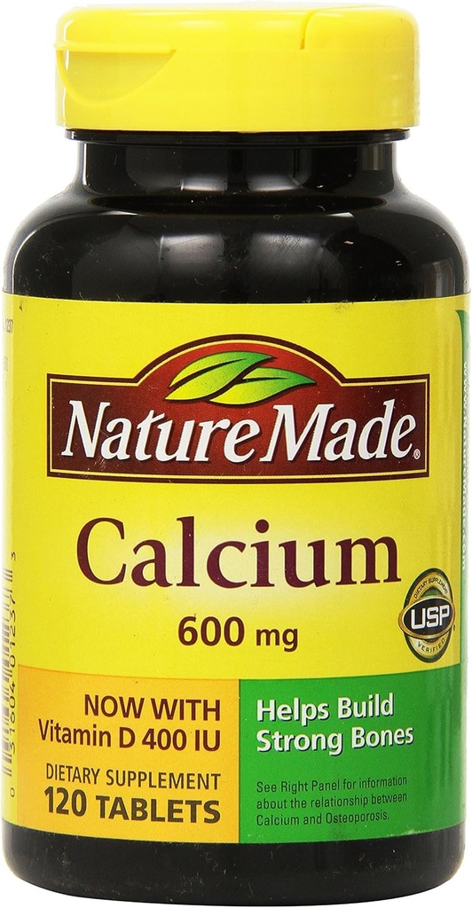 Nature Madeuba 600 mg with Vitamin D3 for Immune Support, Tabletler, 60 Kont, Bone Strength (Pack of 3) desteklemeye yardımcı olur.