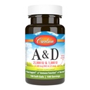 Carlson - A & D, 25000 IU (7500 mcg RAE) Vitamin A, 1000 IU (25 mcg) Vitamin D, Vizyon Desteği, Skin Health, 100 Softgels