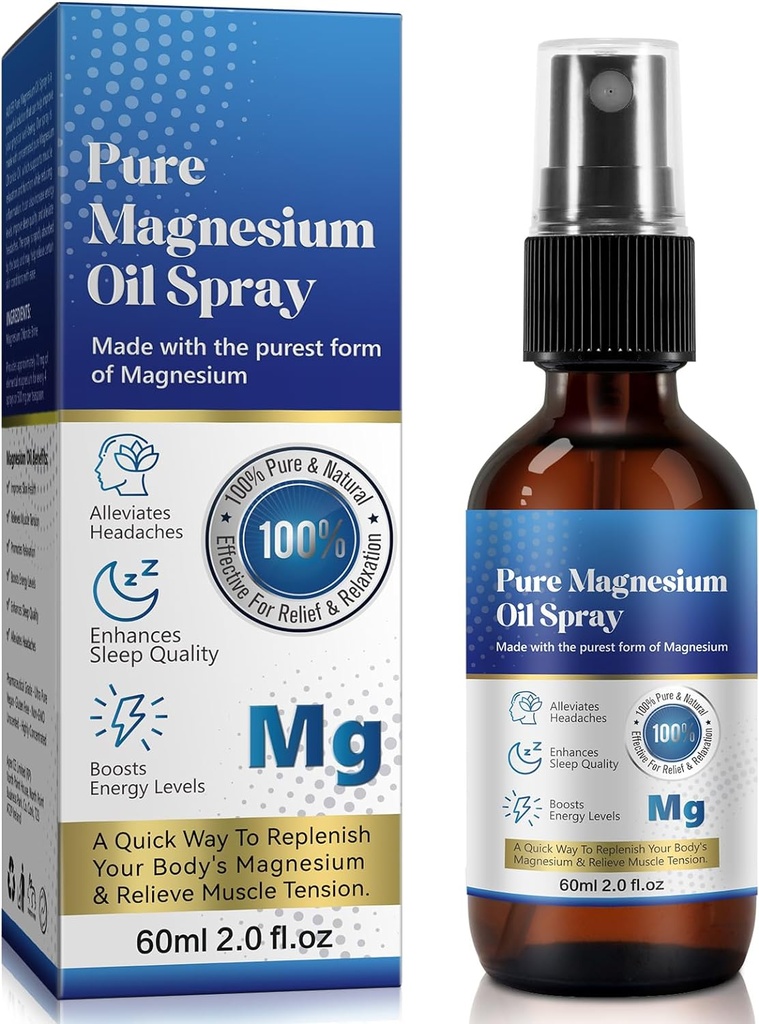 Magnezyum Yağı, Ayaklar için Magnezyum yağı, Pure Oil Magnezyum Organik 100% Doğal yapıştırıcısı Absorb'a kolay ve 2 Fl.Oz kullanın)