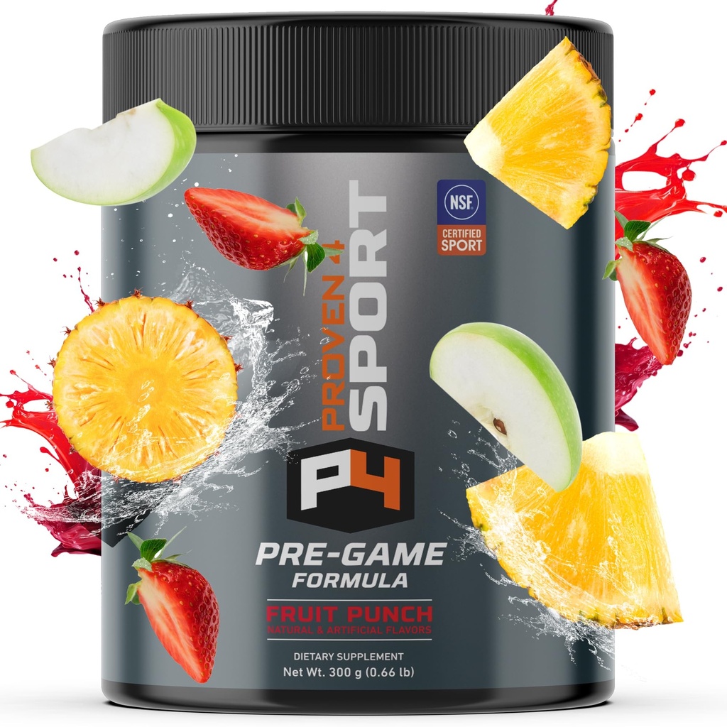 Proven4 Pre Workout Toz for Men and Women witht Tinaine - Beta Alanine - Caffeine, NSF sertifikalı ön çalışma Enerji Tamamı Meyveli 30 Hizmet