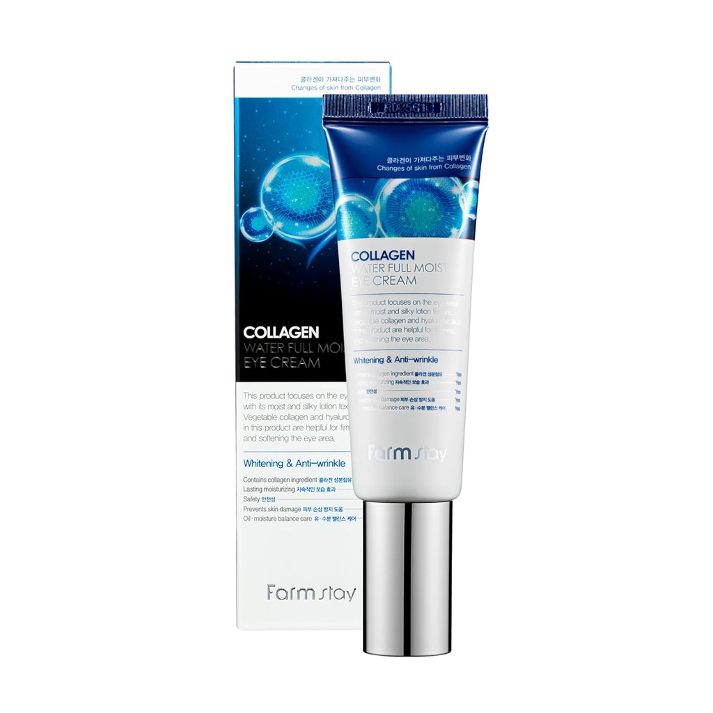 FARMSTAY Collagen Water Full Moist Eye Cream - Wrinkles ve Fine Lines için Göz Kremi - Dark Circles - Skin için Collagen - 1.69 oz