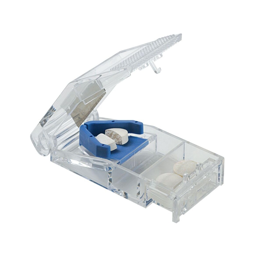 EZY DOSE Pill XS ve Lockter with Lock, Cuts Pills, Vitaminler, Tabletler, paslanmaz Çelik Bıçak, Seyahat Boyutlu, Güvenli Kes Pills ve Vitaminler, Kullanımı Kolay, Blue, Ted Free