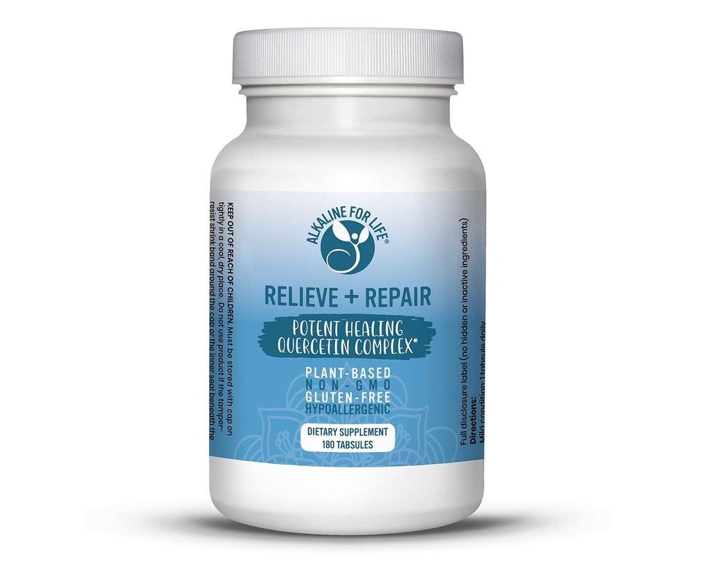 Relieve + Onarım Quercetin 1000 mg, Pomegranate Juice, OPC Antioksis Supplement - Pure Quercetin Dihidrat - Bioavailability için önceden belirlenmiş Form (180 Easy to Swallow Tabs)