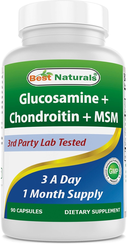 En İyi Doğallar, Glucosamine Chondroitin MSM Supplements, Hizmet başına 2600 mg, 90 Capsules (90 Count (Pack of 1))