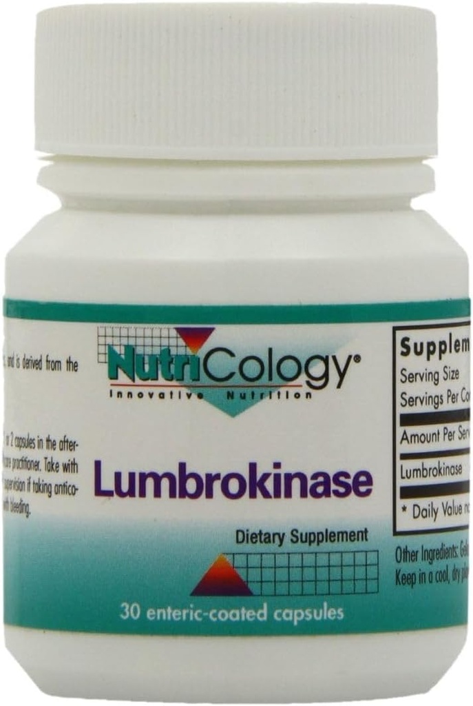 Nutricology Lumbrokinase Supplement - Circulatory System Support, Supports Blood Circulation already in the Normal Range - 30 Gecikmiş Yayın Vegetarian Capsules