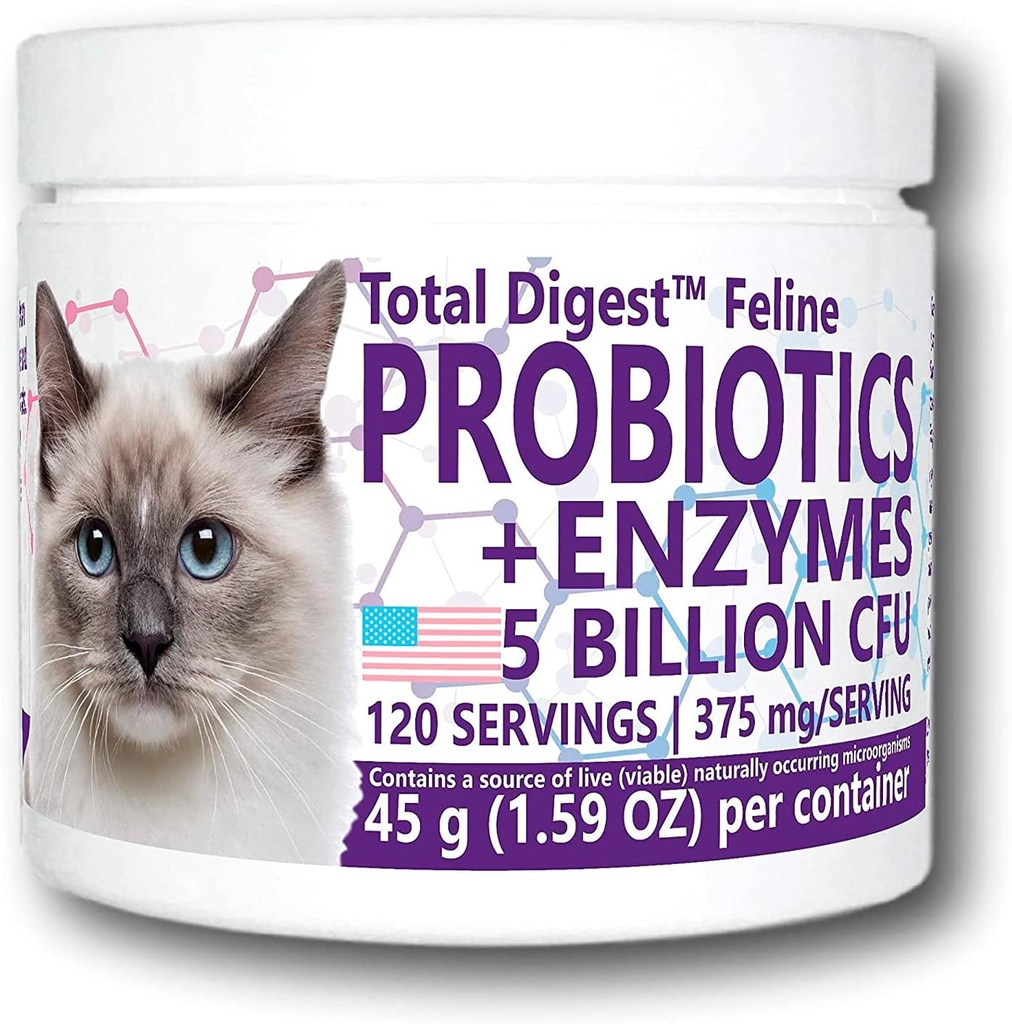 Total DigestTM Feline Probiyotiks and Enzymes, All-Dogestive System Diyetary Supplement Formula for Cats (120 Hizmet)