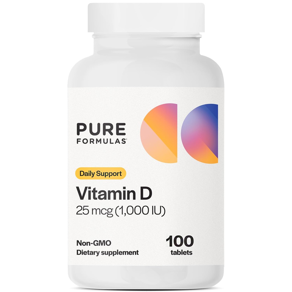 SafFormulas Vitamin D3 1000 IU 25 mcg - Sağlıklı Kemik Formasyonu, Dişler, Cardiovascular Sağlık ve Immune Support Non-GMO - 100 Count Tabletler