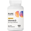 PureFormulas Vitamin D3 1,000 IU 25 mcg - Premium Vitamin D Supplement for Healthy Bone Formation, Teeth, Cardiovascular Health, and Immune Support Non-GMO - 100 Count Tablets