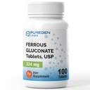 Safgen Laboratuvarları Ferrous Gluconate 324 mg [High Potency] Demir Supplement, Stomach'da Nazi - 100 Tablet