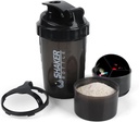 Shaker Şişe - Protein Shaker Cup with Storagettments - Leak-proof Workout Shake Şişes with Mikser for Smooth Mix-500ML/16oz (PURE BLACK)