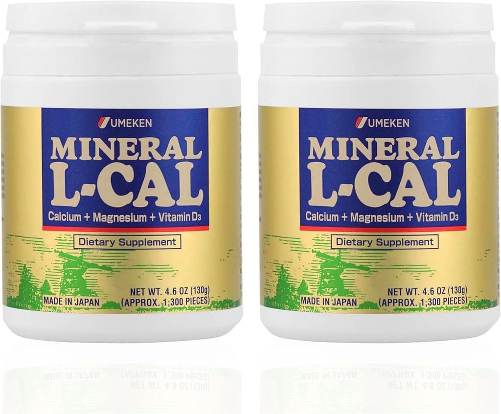 Mineral L-Cal Calcium with Vitamin D3, 4 Month Supply, Water Soluble Ball Format with Magnesium & Minerals, Fast Absorbing Calcium Magnesium D3 Supplement, 1,300 Balls per Bottle, 130g Each, Pack of 2