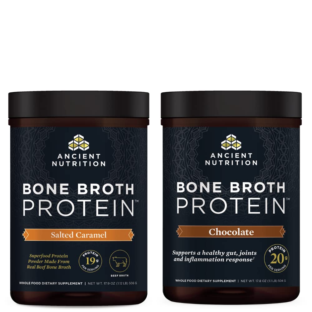 Eski Beslenme Kemik Broth Protein Tozu, Salted Caramel, 20 Hizmet + Bone Broth Protein Toz, Çikolata, 20 Hizmet
